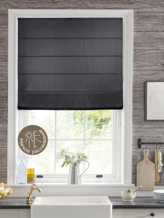 Римская штора Шанталь блеск на веревочном механизме графит