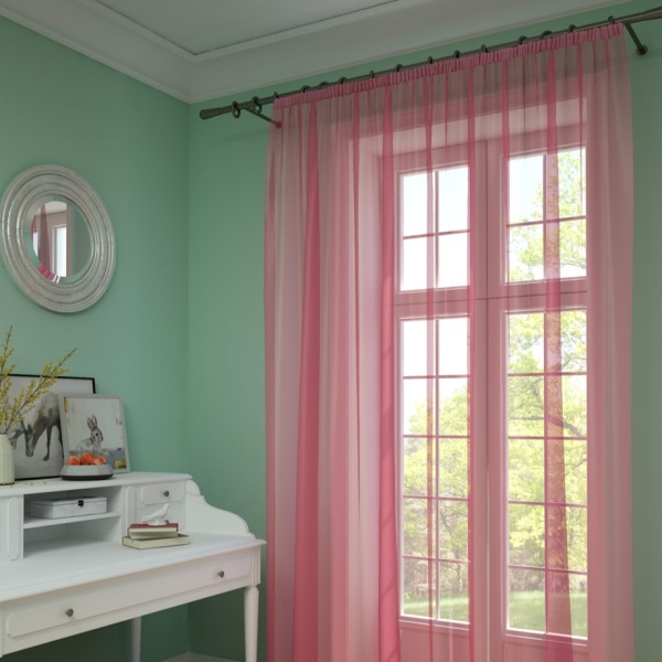 Тюль на тесьме 300х285 см Pastel цвет розовый