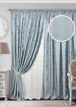 Комплект штор на тесьме "Vera" 2 шторы 200х270, тюль 450х270 голубой