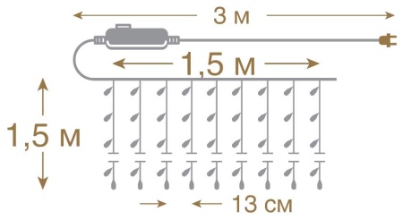 Электрогирлянда светодиодная Vegas Занавес холодный 1.5 м