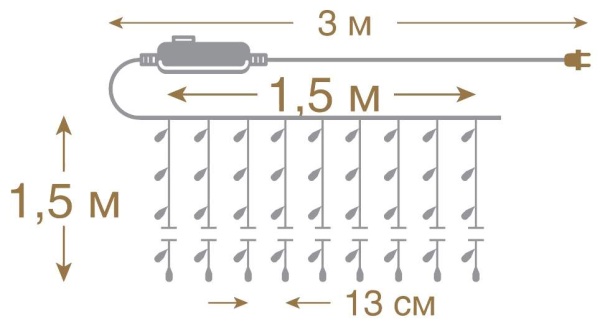 Электрогирлянда светодиодная Vegas Занавес холодный 1.5 м