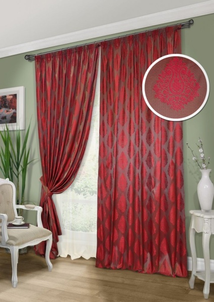 Комплект штор "Стефаньелле Stefanielle-S" 2 шторы 220х270, тюль 450х270 красный