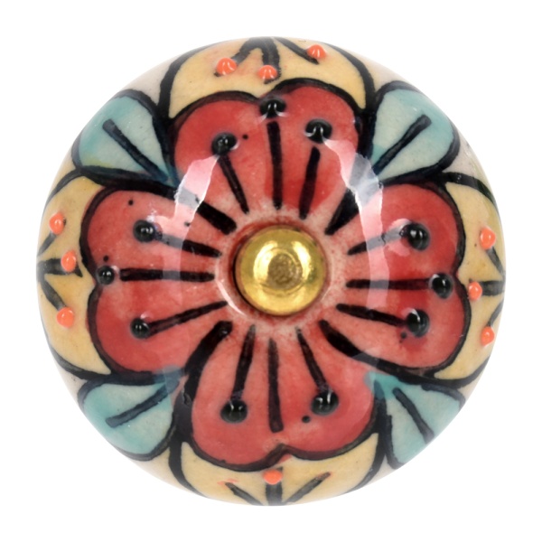 Ручки керамические для мебели Марокканский узор ручная роспись цвет разноцветныйй (6 шт)