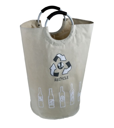 Корзина для белья с алюминиевыми ручками бежевая