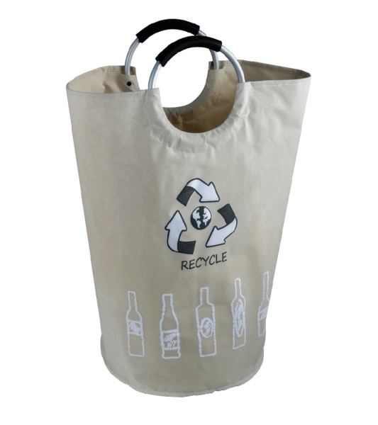 Корзина для белья с алюминиевыми ручками бежевая