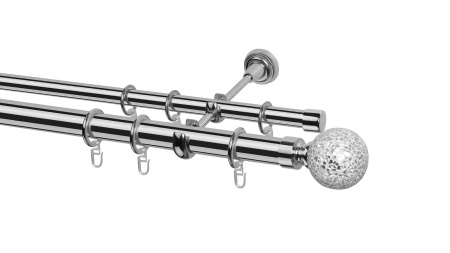 Карниз двухрядный, наконечник Шар зеркальный, Д28