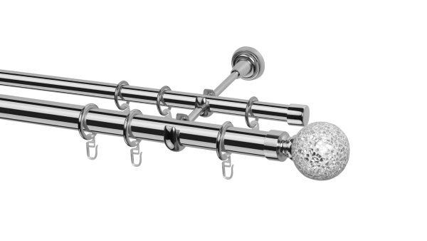 Карниз двухрядный, наконечник Шар зеркальный, Д28