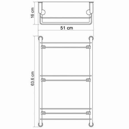 Полка стеклянная тройная K-2033