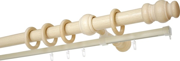 Карниз двухрядный с U-шиной (дерево) D28, Стандарт, цвет Натуральное дерево Карниз двухрядный с U-шиной (дерево) D28, Стандарт, цвет Натуральное дерево