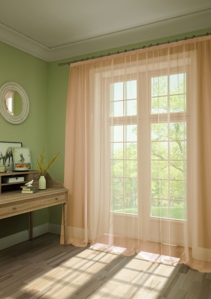 Тюль на тесьме 600х287 см Nina цвет персиковый