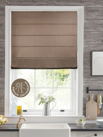 Римская штора Шанталь блеск на веревочном механизме коричневый
