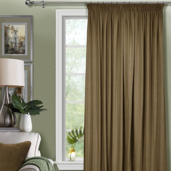 Штора на тесьме 250х300 Pudra с подхватом цвет бледно-коричневый