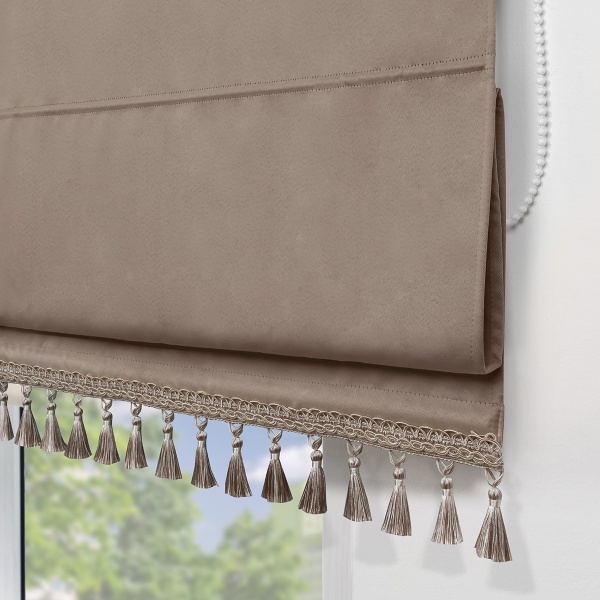 Римская штора с бахромой, Флавия Blackout на ЦМ, цвет бежевый