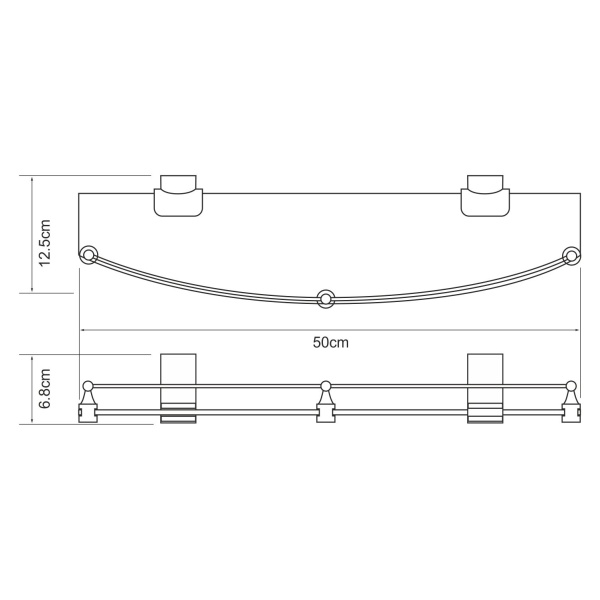 Полка стеклянная с бортиком Leine K-5044WHITE