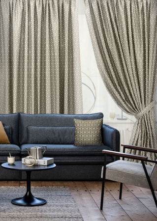 Комплект штор на тесьме "Motive - S" 2 шторы 276х270, тюль 600х270 темный беж