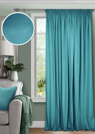 Штора на тесьме 200х270 Pudra с подхватом цвет ярко голубой