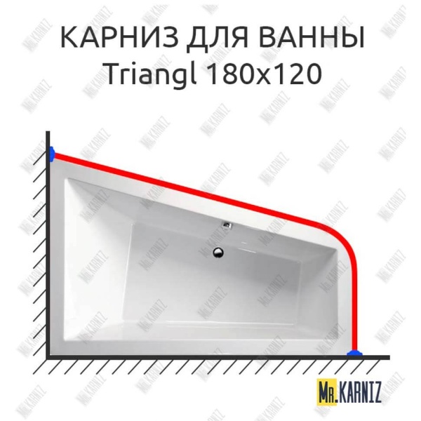 Карниз для ванны Alpen Triangl 180х120 Усиленный 25 мм