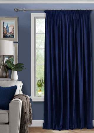 Штора на тесьме 200х270 Pudra с подхватом цвет глубокий синий