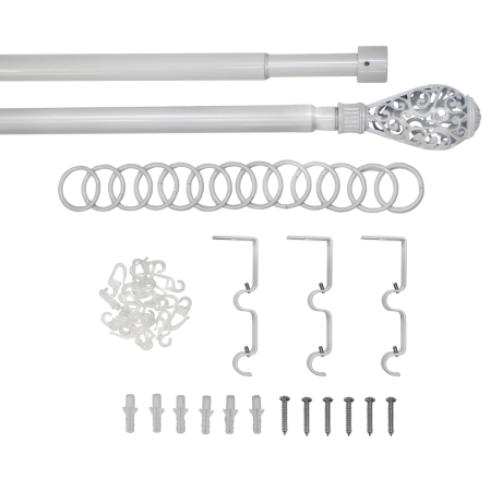 Карниз телескопический двухрядный, металл, Наконечник Кружево, Жемчуг, 160-320см