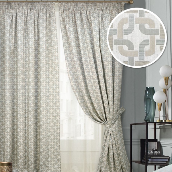 Комплект штор на тесьме "Bernard" 2 шт 200х270, тюль 450х270 серо-бежевый