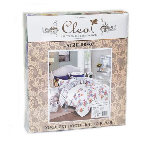 Постельное белье Cleo Satin Lux с принтом серый 150*220 полуторный