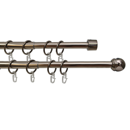 Карниз телескопический двухрядный, металл, Классика, Коньяк, 160-320см