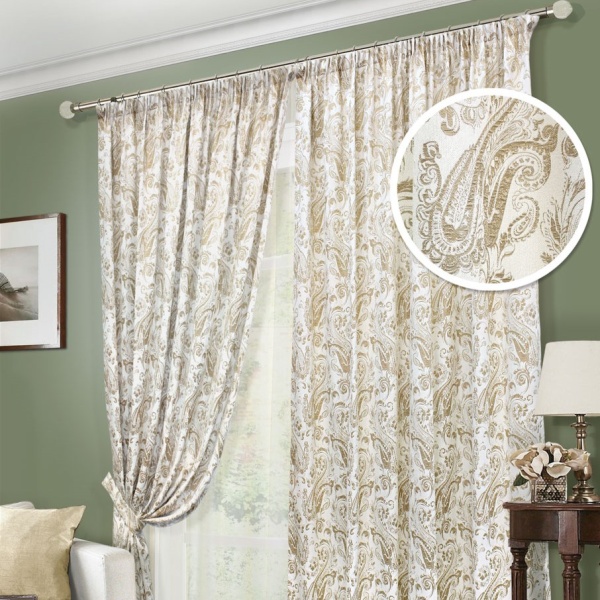 Комплект штор "Пейсли Paisley-S" 2 шторы 200х280, тюль 450х280 беж