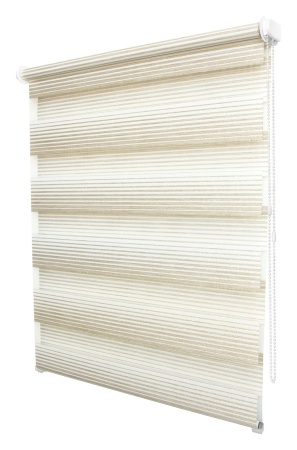 Рулонные шторы день ночь УЮТ Люрекс цвет кремовый