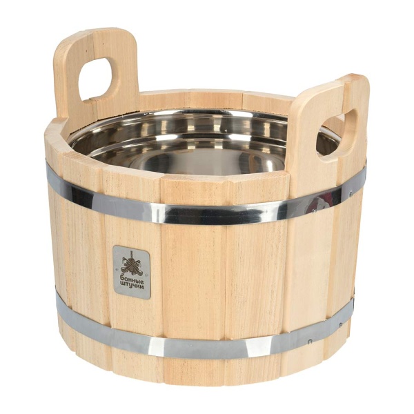 Ушат "шайка", 10 л, с нержавеющей вставкой, липа "Банные штучки"