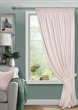 Штора на тесьме 250х300 Pudra с подхватом цвет бледно-розовый