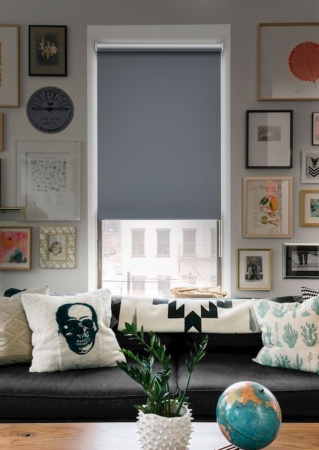 Рулонные шторы Блэкаут, отражающие, черно-серый