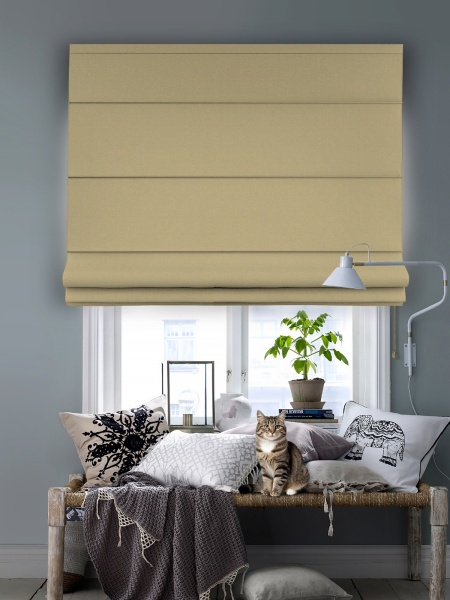 Римская штора на верёвочном механизме, Blackout, цвет оливковый