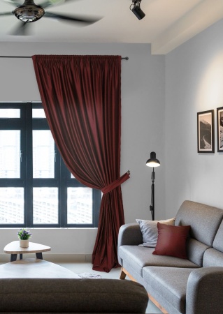 Портьера на тесьме "Caprise" 200х270 бордовый Портьера на тесьме "Caprise" 200х270 бордовый