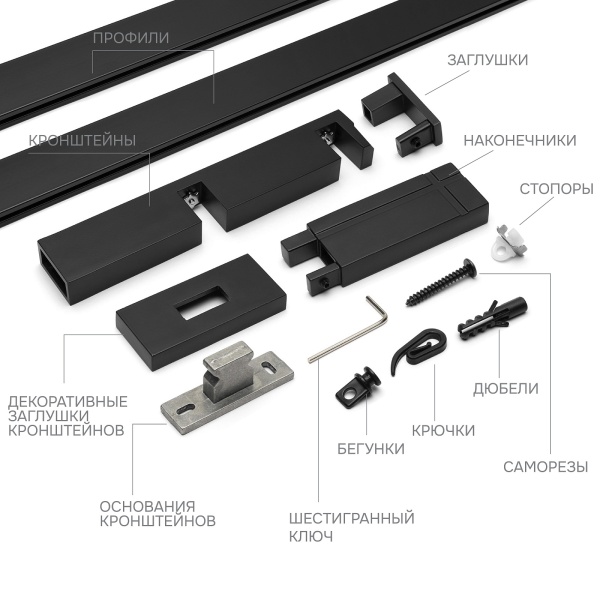 Карниз для штор двухрядный Хай Тек Кросс черный