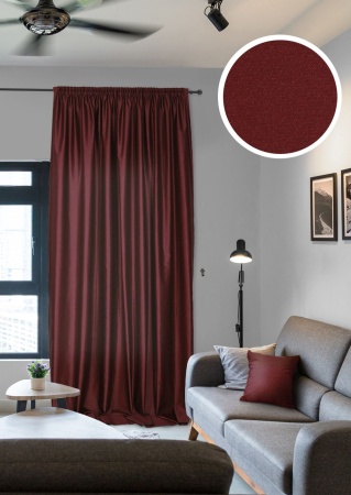 Портьера на тесьме "Caprise" 200х270 бордовый Портьера на тесьме "Caprise" 200х270 бордовый