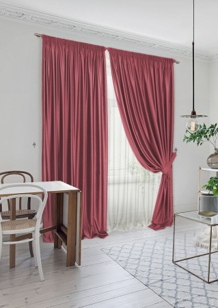 Комплект штор "Lindor-SH" 2 шт 220х270, тюль 450х270 красный