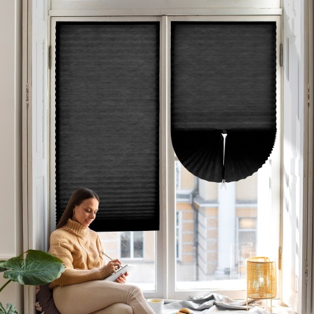 Плиссе самоклеящиеся 120х180 см, тканевые, черный, арт. 140704120