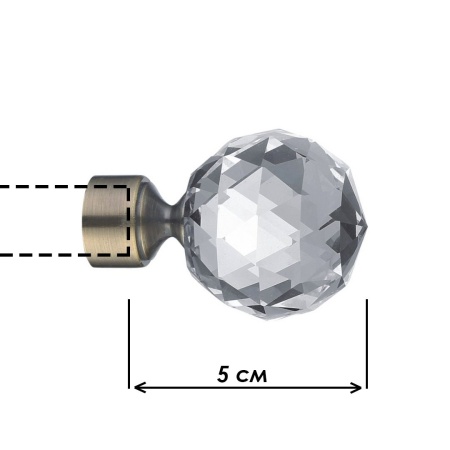 Наконечник "Шар кристальный", Золото антик , Ø16мм