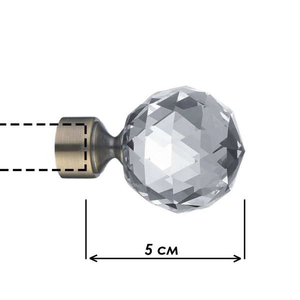 Наконечник "Шар кристальный", Золото антик , Ø16мм