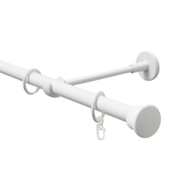 Карниз 20 мм однорядный с наконечником КНОПКА белый-мат