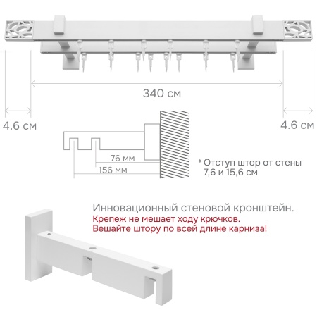 Карниз для штор двухрядный Хай Тек Твист белый