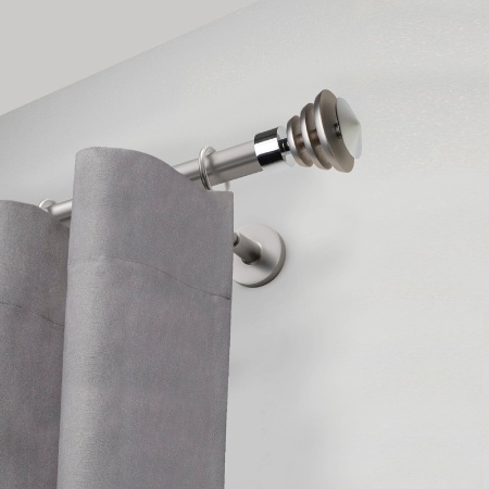 Карниз комплектный 1 ряд, металл, 19мм, матовый хром, Волчок, 350см