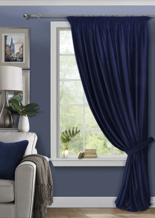 Штора на тесьме 250х300 Pudra с подхватом цвет глубокий синий