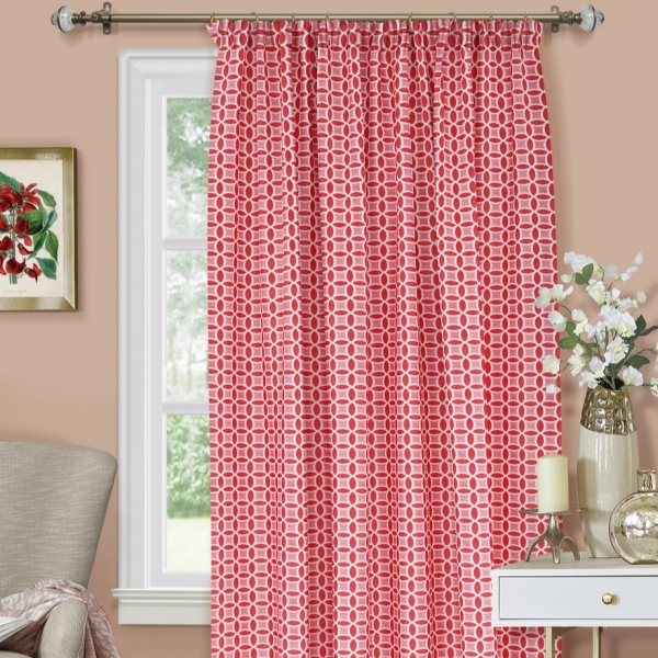 Штора на тесьме 220х270 см Lubawa с подхватом цвет красный