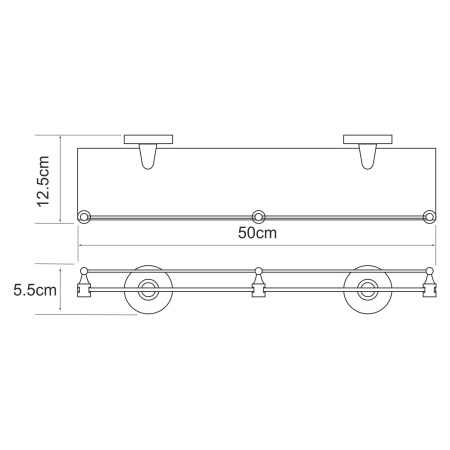 Полка стеклянная с бортиком Rhein K-6244