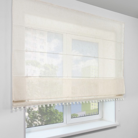 Римская штора с помпонами, Сидней цвет бежевый