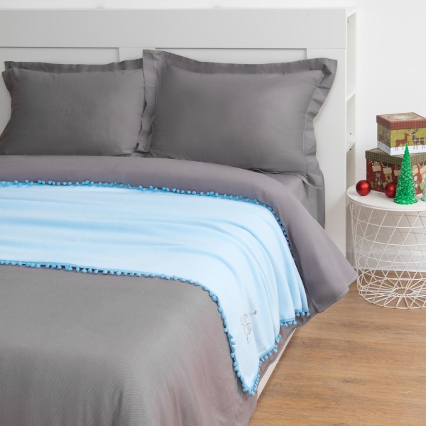 Плед Sima-Land Новогодняя ель 110х160 цвет голубой