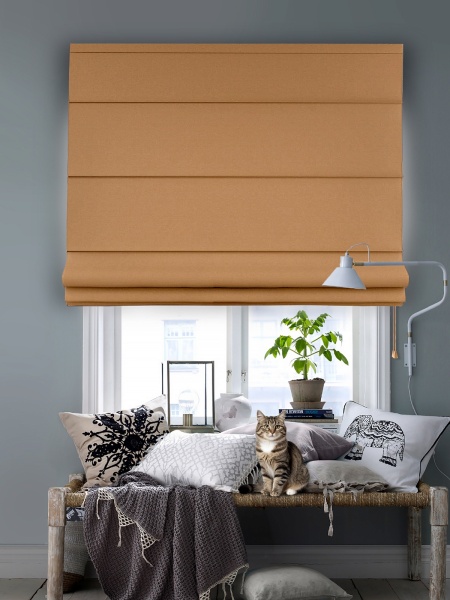 Римская штора на верёвочном механизме, Blackout, цвет оранжевый
