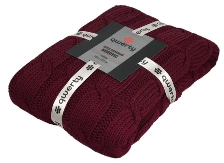 Вязаный плед Nordvic 160x120 см цвет вишневый