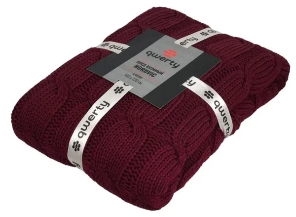 Вязаный плед Nordvic 160x120 см цвет вишневый